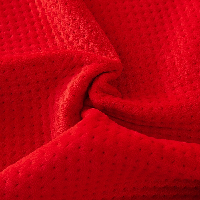 91家纺网 家纺一手货源 找家纺 胜权 2024款高克重牛奶绒夹棉单床盖单件保暖床盖三件套 靓丽红