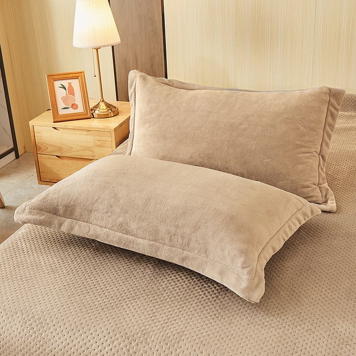 91家纺网 家纺一手货源 找家纺 胜权 2024款高克重牛奶绒夹棉单床盖单件保暖床盖三件套 奶咖