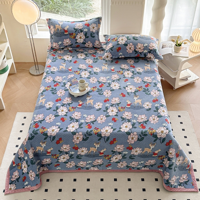 91家纺网 家纺一手货源 找家纺 胜权 2024款高克重牛奶绒夹棉单床盖单件保暖床盖三件套 海伦娜