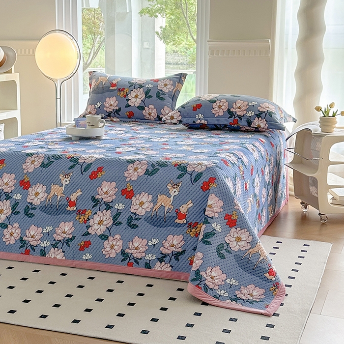 91家纺网 家纺一手货源 找家纺 胜权 2024款高克重牛奶绒夹棉单床盖单件保暖床盖三件套 海伦娜