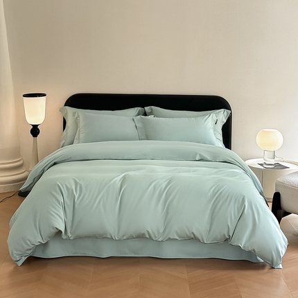 618家纺 2023新款50S100支长绒棉全棉纯棉纯色四件套 纯色奶油绿