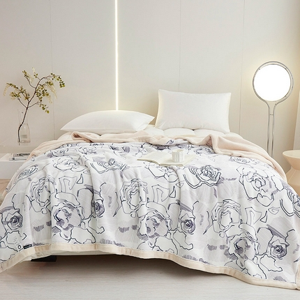 肖恩毯业 2025新款欧棉绒休闲四季毯毛毯盖毯 花千朵