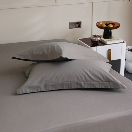  蕊姿家居 2023新款A类加厚50s超柔全棉长绒棉磨毛枕套 棕灰