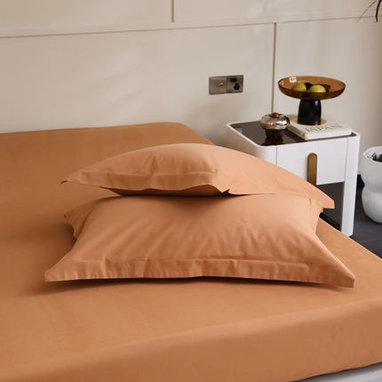  蕊姿家居 2023新款A类加厚50s超柔全棉长绒棉磨毛枕套 暖橙