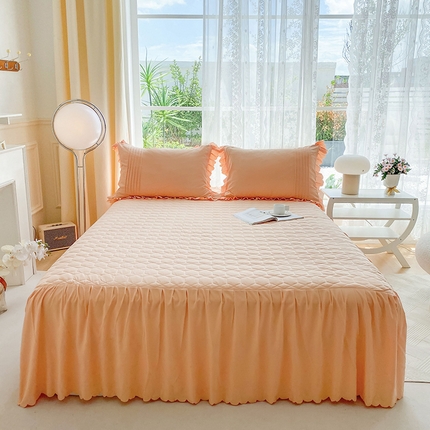 91家纺网 家纺一手货源 找家纺 yyds网供 2023新款加高夹棉床裙款四件套工艺款韩版公主风被套荷叶边[有买家秀] 幸运香草杏夹棉床裙