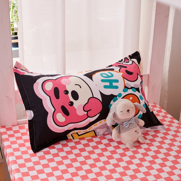 91家纺网 家纺一手货源 找家纺 2023新款亲肤棉美棉芦荟棉三件套美棉（8月）学生宿舍床 无敌可爱