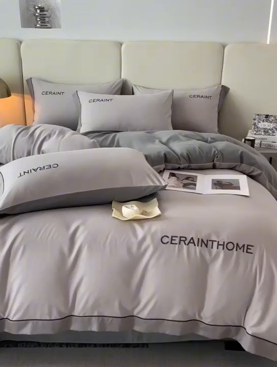 91家纺网 家纺一手货源 找家纺 盛秋家纺 2025新款洛伦-麻绳款系列四件套 山灰+中灰