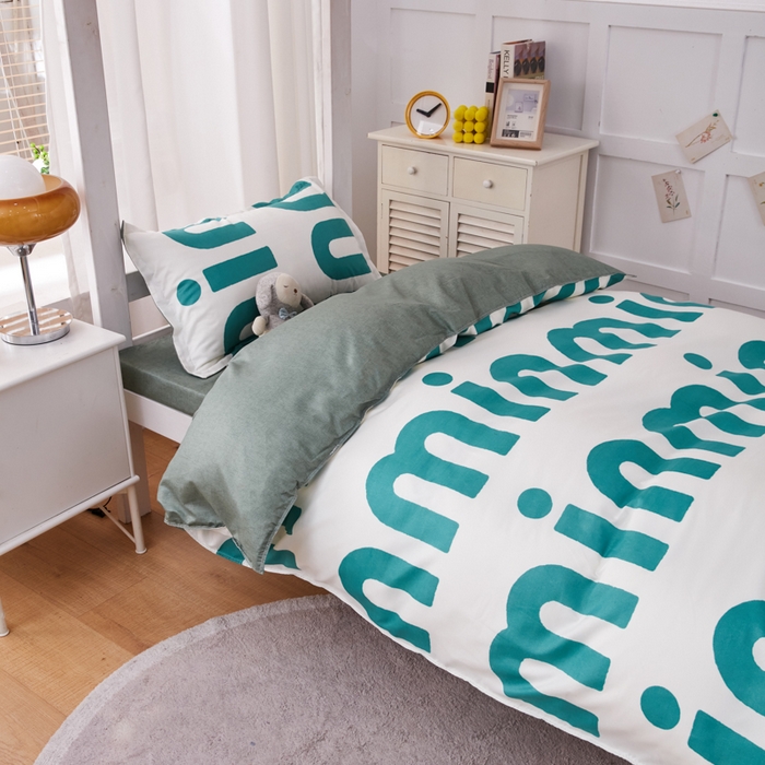 91家纺网 家纺一手货源 找家纺 2023新款亲肤棉美棉芦荟棉三件套美棉（8月）学生宿舍床 潮流-绿