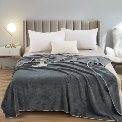 卉晨毛毯 2024新款牛奶绒双层华夫格毯空调毯午睡毯毛毯 灰