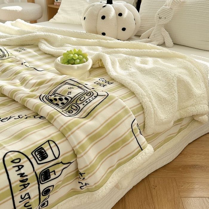 91家纺网 家纺一手货源 找家纺 萝莉家纺 2023新款ins加厚牛奶绒羊羔绒毯午睡毯沙发盖毯-风格二 艺术家