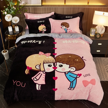 91家纺网 家纺一手货源 找家纺 （总）KT猫 2024卡通法莱绒牛奶绒四件套