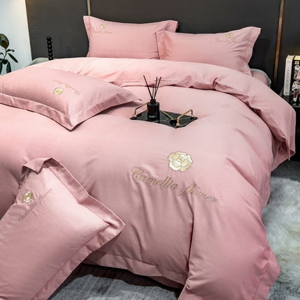 N先生 2023新款加厚全棉磨毛四件套-米兰系列 皓月粉