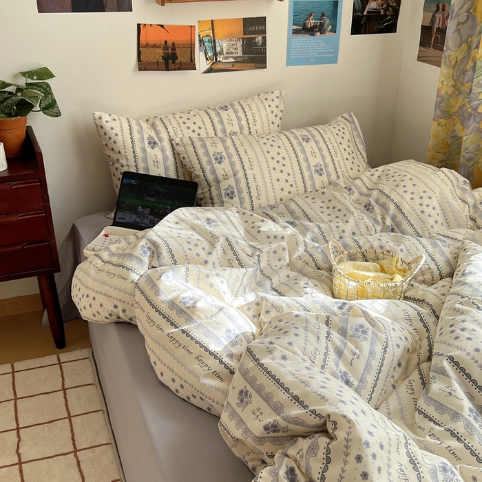 91家纺网 家纺一手货源 找家纺 六巷胡同 2023新款韩国ins复古博主风小碎花四件套 纳里庄园