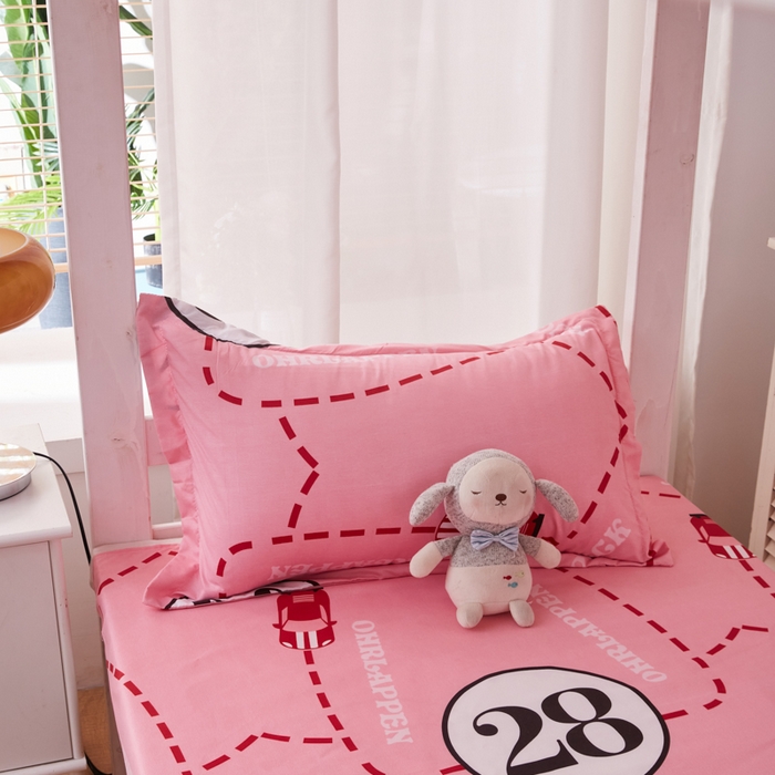 91家纺网 家纺一手货源 找家纺 2023新款亲肤棉美棉芦荟棉三件套美棉（8月）学生宿舍床 粉红女郎