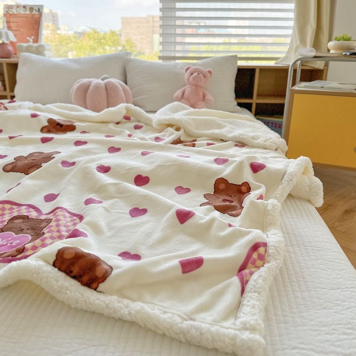 91家纺网 家纺一手货源 找家纺 （总）萝莉 2023新款ins加厚牛奶绒羊羔绒毯午睡毯沙发盖毯-风格二