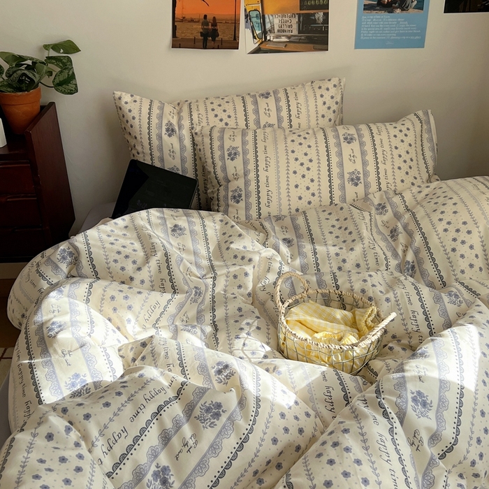 91家纺网 家纺一手货源 找家纺 六巷胡同 2023新款韩国ins复古博主风小碎花四件套 纳里庄园