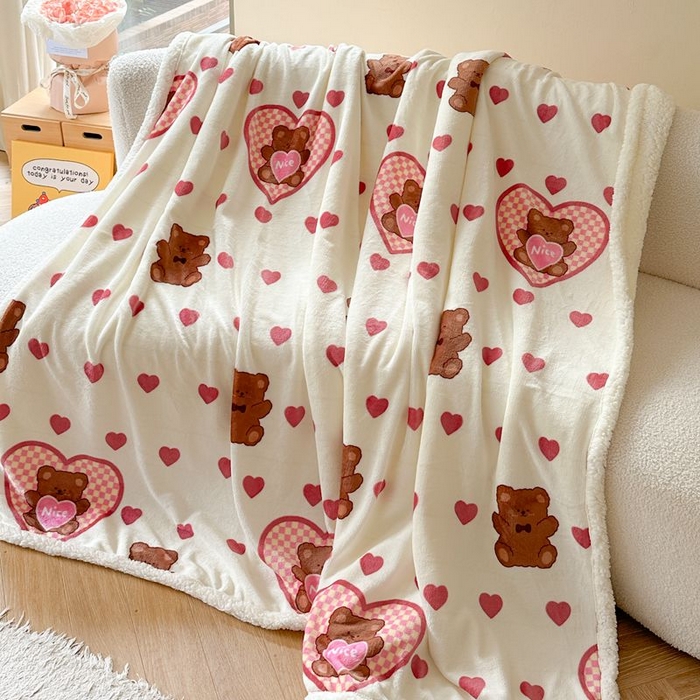 91家纺网 家纺一手货源 找家纺 （总）萝莉 2023新款ins加厚牛奶绒羊羔绒毯午睡毯沙发盖毯-风格二