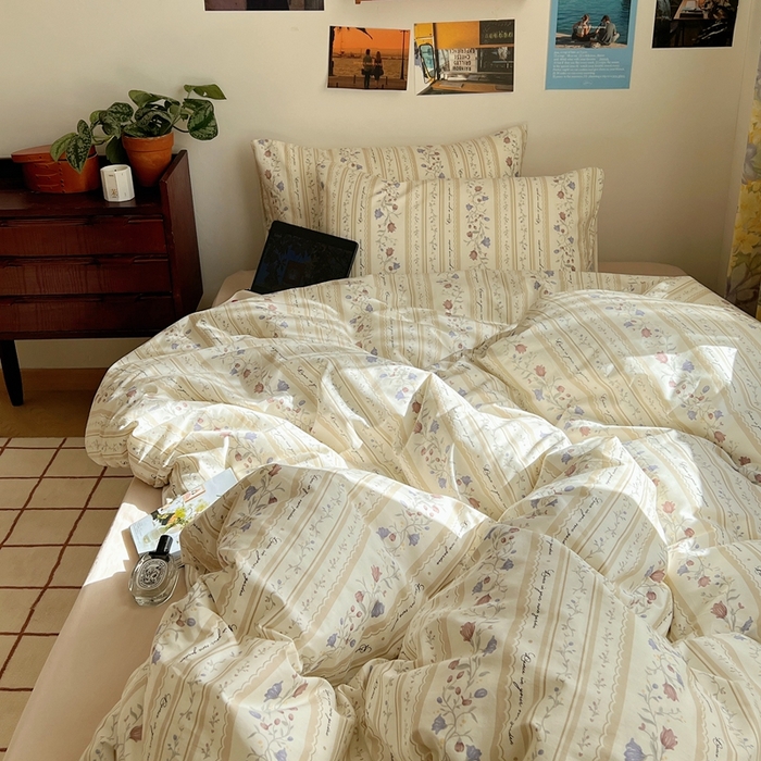 91家纺网 家纺一手货源 找家纺 六巷胡同 2023新款韩国ins复古博主风小碎花四件套 蔓藤物语