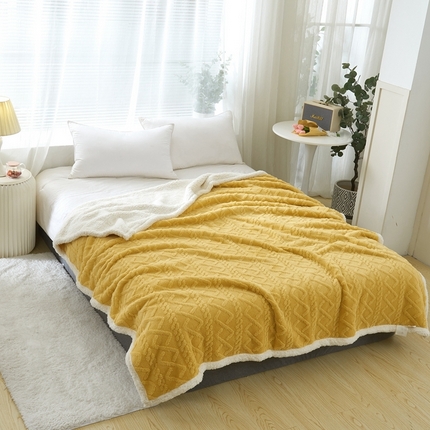 卉晨毛毯家纺 2024新款塔芙绒复合毯 梵高黄
