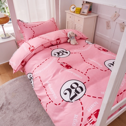 91家纺网 家纺一手货源 找家纺 2023新款亲肤棉美棉芦荟棉三件套美棉（8月）学生宿舍床 粉红女郎