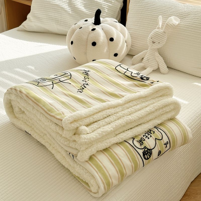 91家纺网 家纺一手货源 找家纺 萝莉家纺 2023新款ins加厚牛奶绒羊羔绒毯午睡毯沙发盖毯-风格二 艺术家