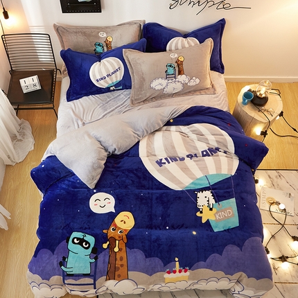 91家纺网 家纺一手货源 找家纺 （总）KT猫 2024卡通法莱绒牛奶绒四件套