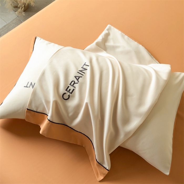 91家纺网 家纺一手货源 找家纺 盛秋家纺 2025新款洛伦-麻绳款系列四件套 奶昔白+南瓜橘