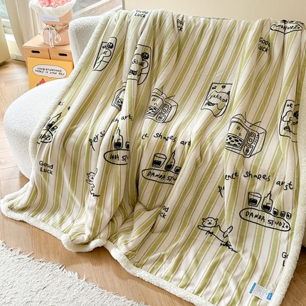 91家纺网 家纺一手货源 找家纺 萝莉家纺 2023新款ins加厚牛奶绒羊羔绒毯午睡毯沙发盖毯-风格二 艺术家