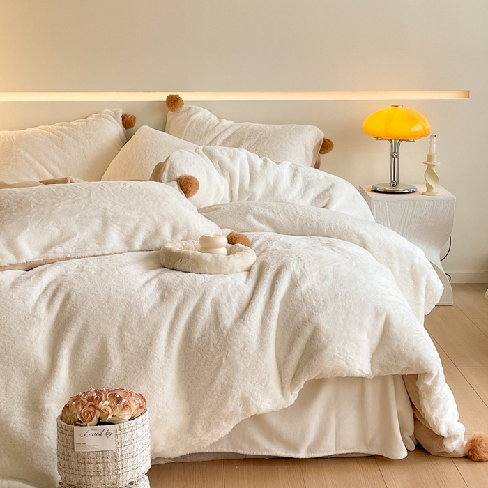 91家纺网 家纺一手货源 找家纺 （总）金爱家 2023新品全消光牛奶绒A类纯色立体獭兔毛绒四件套