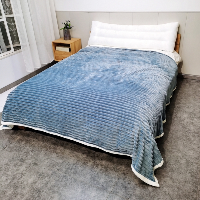 91家纺网 家纺一手货源 找家纺 卉晨毛毯家纺 2024新款波波毯空调毯午睡毯毛毯 蓝灰