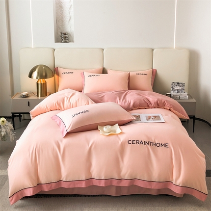 91家纺网 家纺一手货源 找家纺 （总）盛秋家纺 2025新款纯色双拼刺绣四件套麻绳款-洛伦