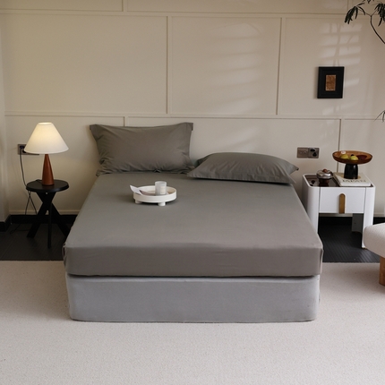 蕊姿家居 2023新款A类加厚50s超柔全棉长绒棉磨毛床笠 棕灰