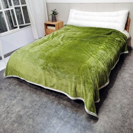 卉晨毛毯家纺 2024新款菠萝格毯 空调毯午睡毯毛毯军绿