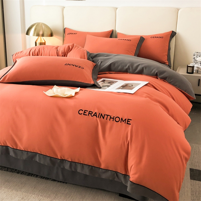 91家纺网 家纺一手货源 找家纺 盛秋家纺 2025新款洛伦-麻绳款系列四件套 亚麻咖+高级灰