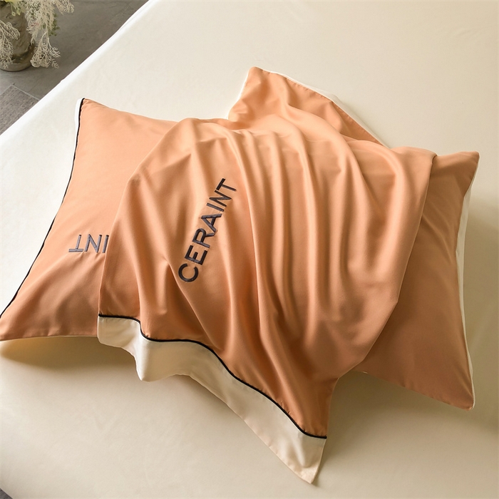 91家纺网 家纺一手货源 找家纺 盛秋家纺 2025新款洛伦-麻绳款系列四件套 南瓜橘+奶黄