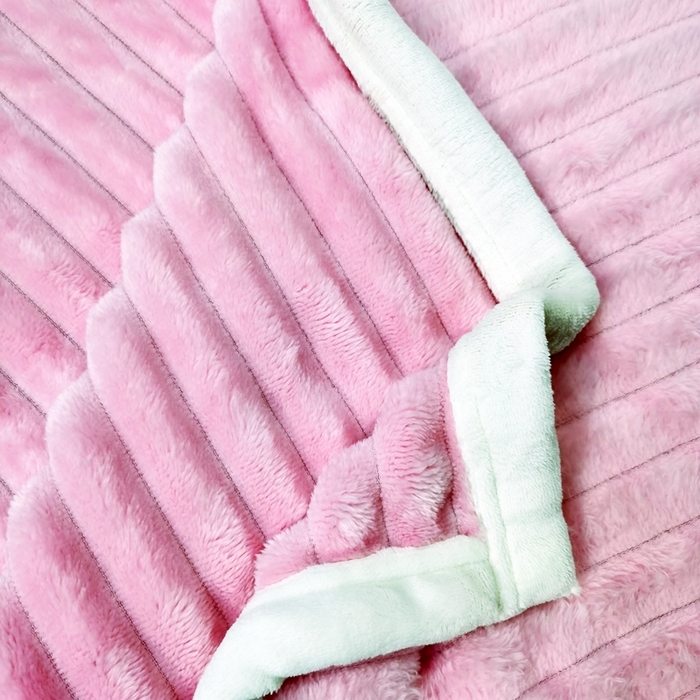 91家纺网 家纺一手货源 找家纺 卉晨毛毯家纺 2024新款波波毯 空调毯午睡毯毛毯 浅粉