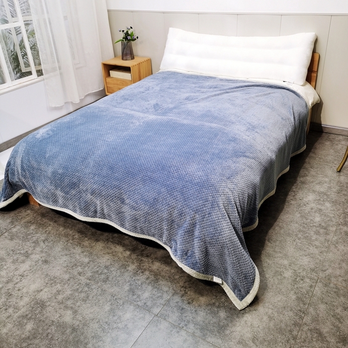 91家纺网 家纺一手货源 找家纺 卉晨毛毯家纺 2024新款菠萝格毯空调毯午睡毯毛毯 蓝灰