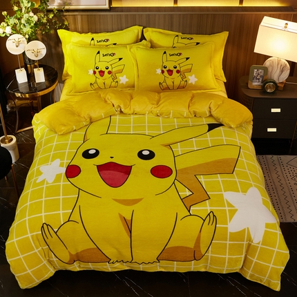 91家纺网 家纺一手货源 找家纺 （总）KT猫 2024卡通法莱绒牛奶绒四件套