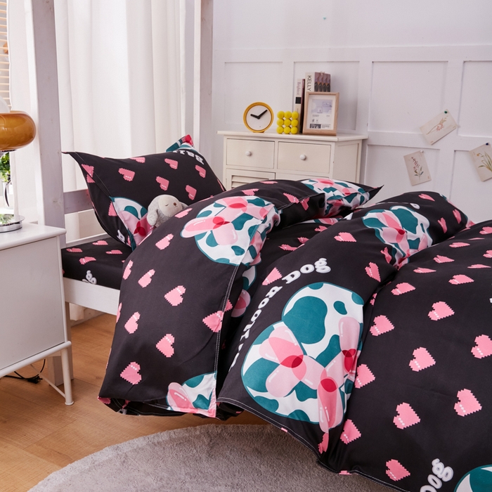 91家纺网 家纺一手货源 找家纺 2023新款亲肤棉美棉芦荟棉三件套美棉（8月）学生宿舍床 气泡狗