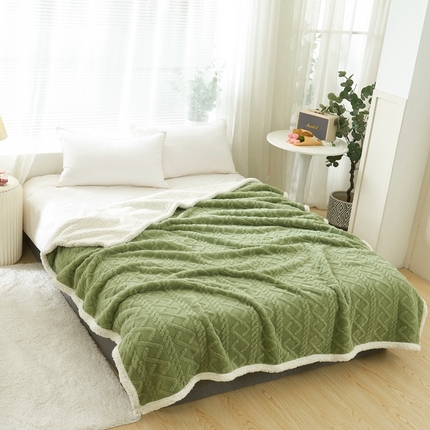 卉晨毛毯家纺 2024新款塔芙绒复合毯 茶绿