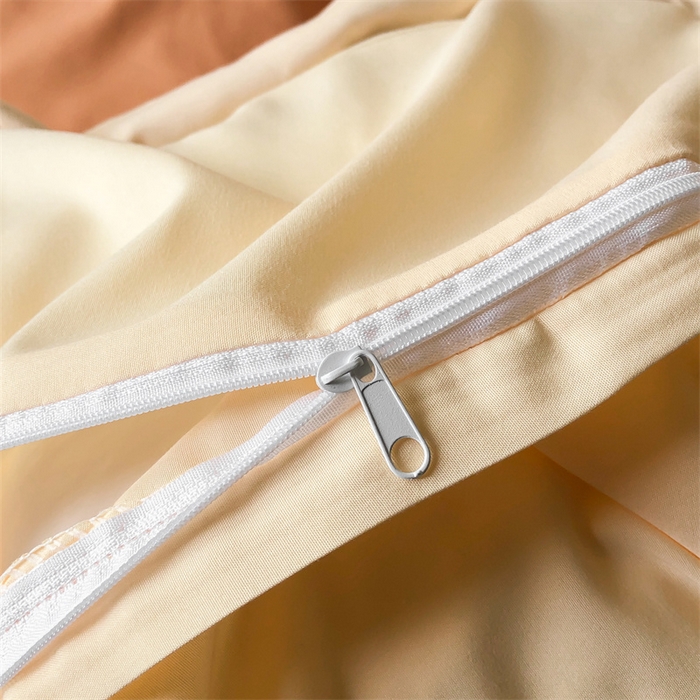 91家纺网 家纺一手货源 找家纺 盛秋家纺 2025新款洛伦-麻绳款系列四件套 南瓜橘+奶黄