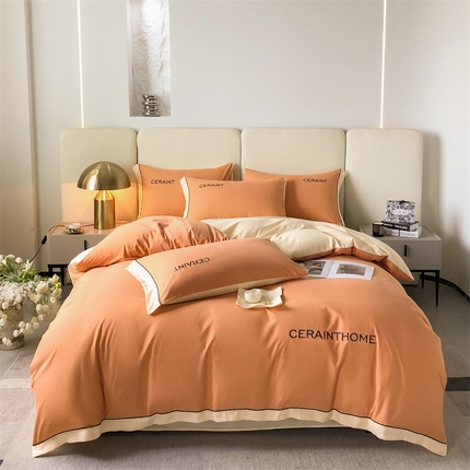 盛秋家纺 2025新款洛伦-麻绳款系列四件套 南瓜橘+奶黄