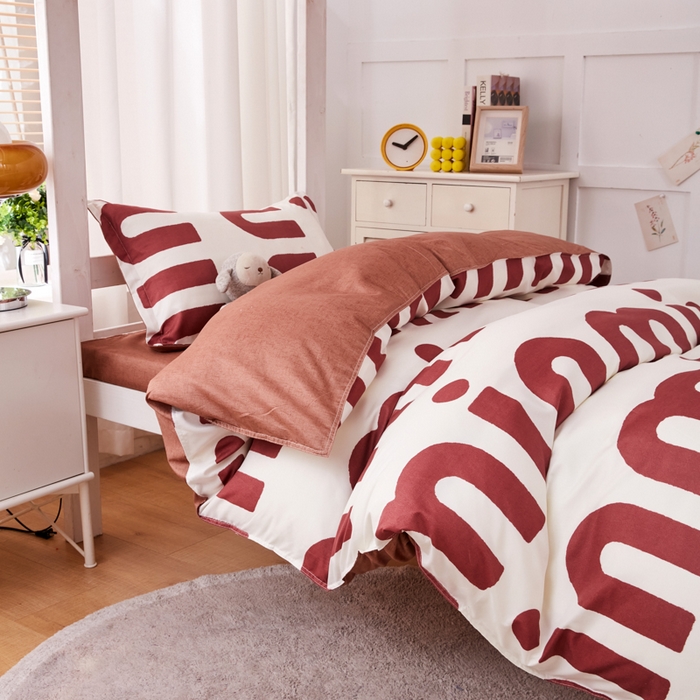 91家纺网 家纺一手货源 找家纺 2023新款亲肤棉美棉芦荟棉三件套美棉（8月）学生宿舍床 潮流-可可