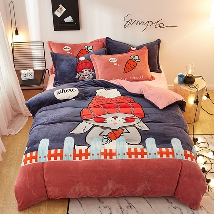 91家纺网 家纺一手货源 找家纺 （总）KT猫 2024卡通法莱绒牛奶绒四件套