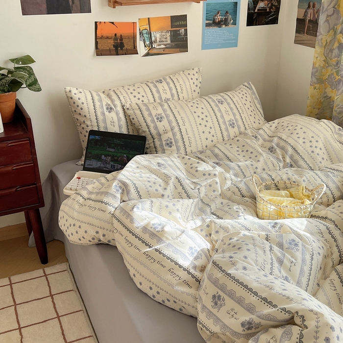 91家纺网 家纺一手货源 找家纺 六巷胡同 2023新款韩国ins复古博主风小碎花四件套 纳里庄园