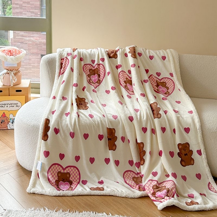 91家纺网 家纺一手货源 找家纺 （总）萝莉 2023新款ins加厚牛奶绒羊羔绒毯午睡毯沙发盖毯-风格二