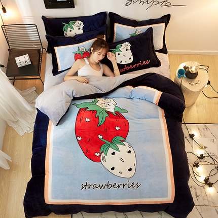 91家纺网 家纺一手货源 找家纺 （总）KT猫 2024卡通法莱绒牛奶绒四件套