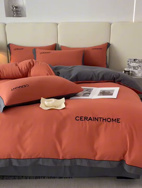 91家纺网 家纺一手货源 找家纺 盛秋家纺 2025新款洛伦-麻绳款系列四件套 亚麻咖+高级灰