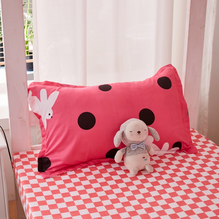 91家纺网 家纺一手货源 找家纺 2023新款亲肤棉美棉芦荟棉三件套美棉（8月）学生宿舍床 波点兔