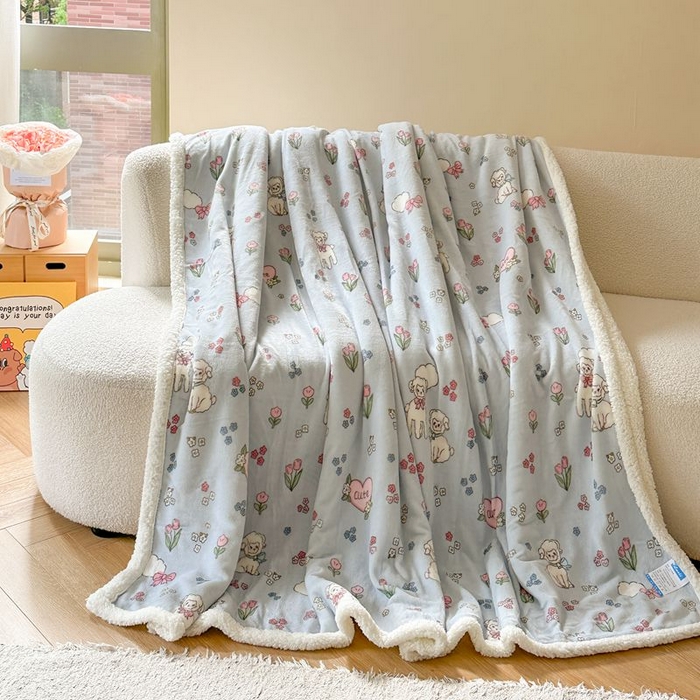 91家纺网 家纺一手货源 找家纺 萝莉家纺 2023新款ins加厚牛奶绒羊羔绒毯午睡毯沙发盖毯-风格二 小可爱